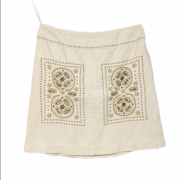 Anthropologie Dresses & Skirts - Anthropology Floreat first rays beaded white skirt